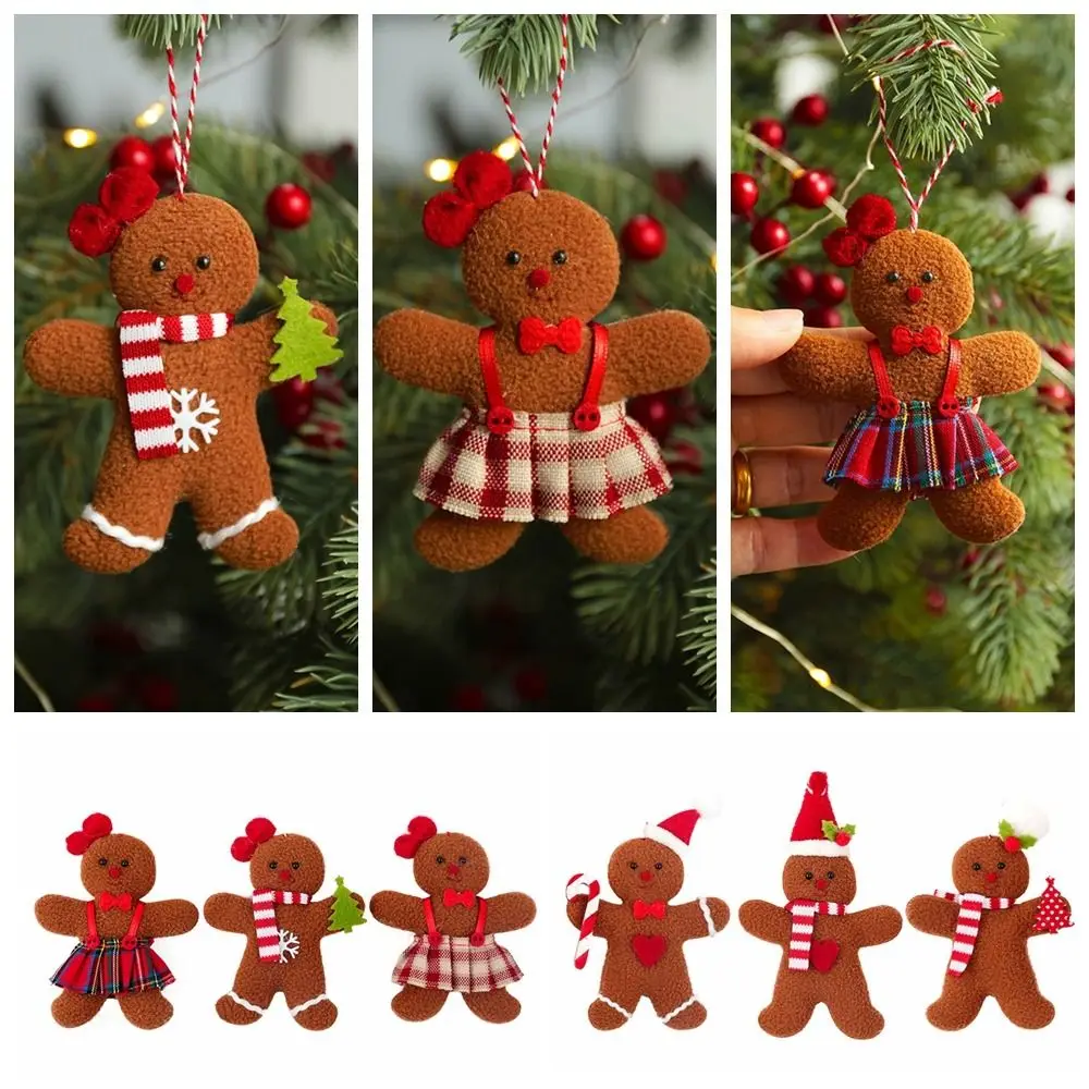 

3PCS Brown Christmas Hanging Pendant Party Supplies Home Decor Xmas Tree Decoration Gingerbread Man Doll Festival Favors