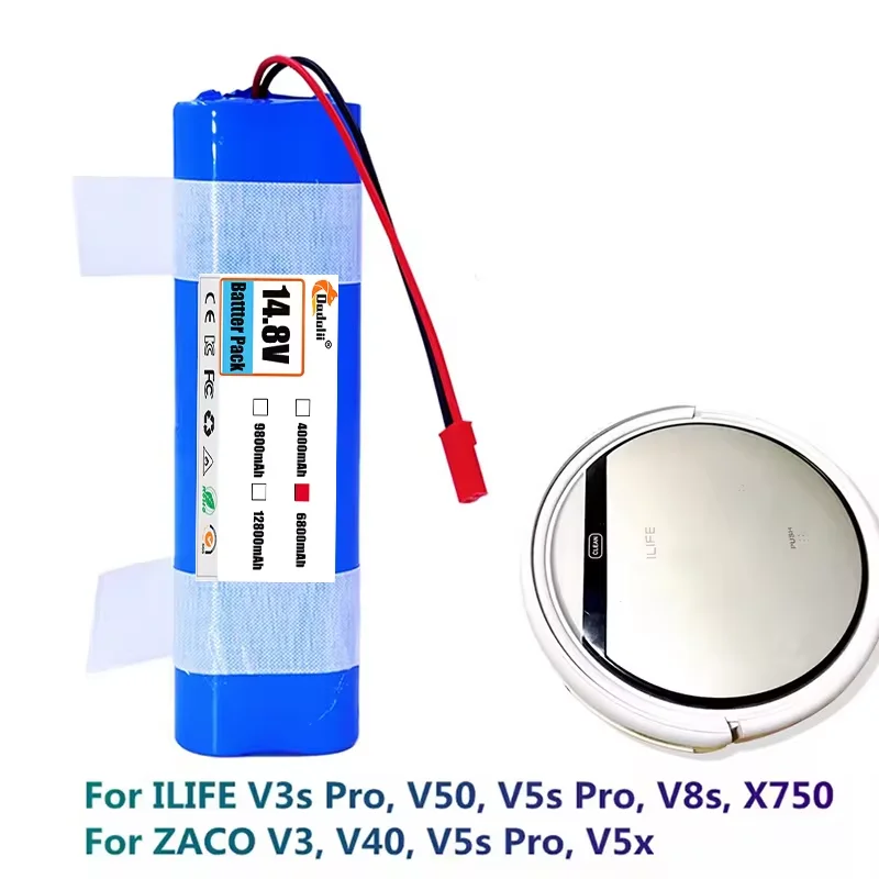 14.8V 12800mAh Lithium Battery for ILIFE V3s Pro V50 V5s Pro V8s V80 Max B5 Max S5 X750 Robot Vacuum Cleaner vacuum cleaner battery