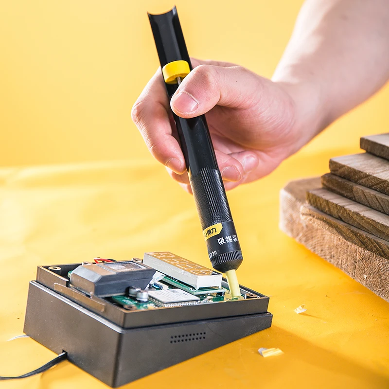 Deli Aluminum Metal Desoldering Pump Suction Tin Gun Soldering Sucker Pen Removal Vacuum Soldering Desolder Hand Welding Tools image 5