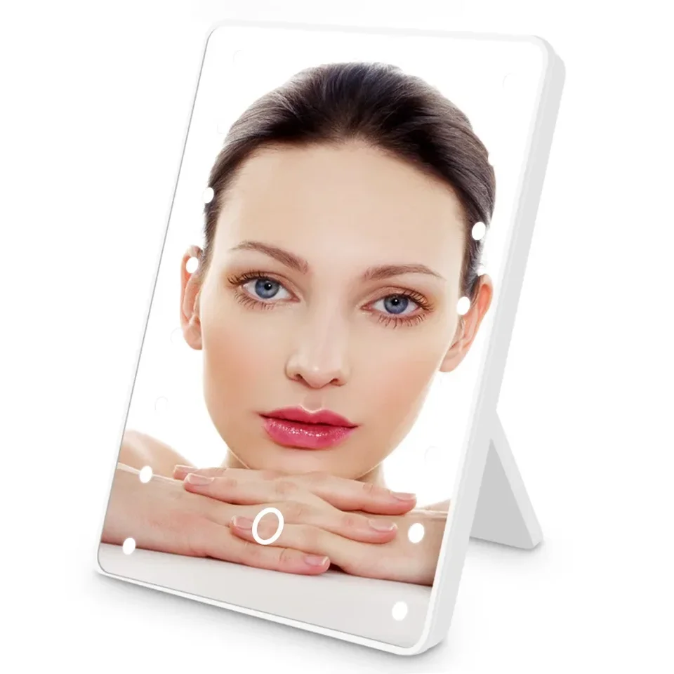 Specchio Da Trucco LED Portatile Kintion - 16x10,8 Cm - Ricaricabile, 3 Colori, Dimmerabile - Per Viaggio E Casa - 2