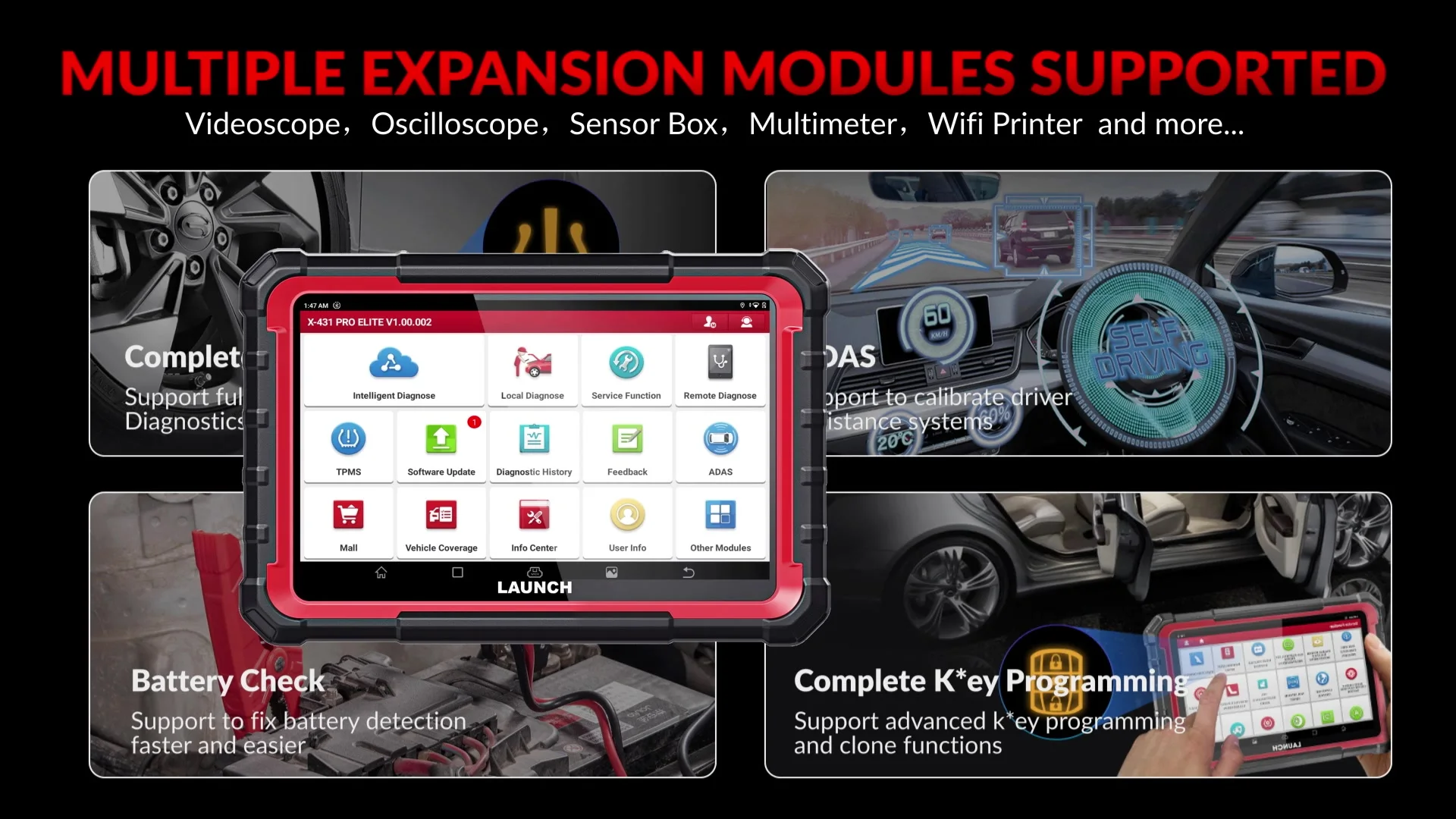 Launch-X431 Pro Elite OBD2カースキャナー,全システム診断ツール,ECU
