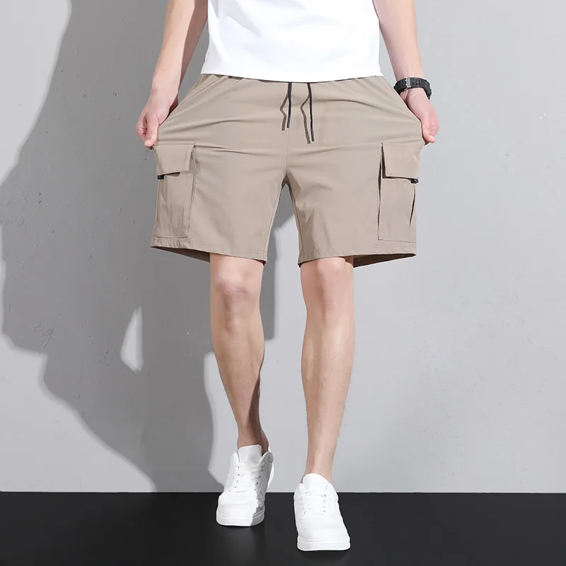 New Summer Men'S Casual Loose Straight 5-Point Pants Teenager Students Fashion Trend Versatile Elastic Waist Sweatpants Shorts