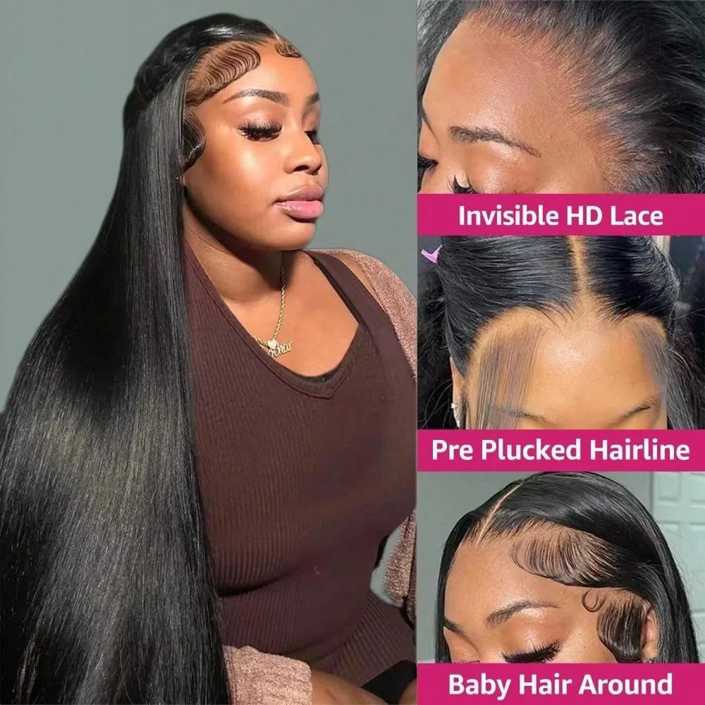 200 Density 6x4 HD Lace Put On And Go Glueless Closure Wigs Human Hair Straight Human Hair Pre Plucked Pre Cut Human Hair Wig 2