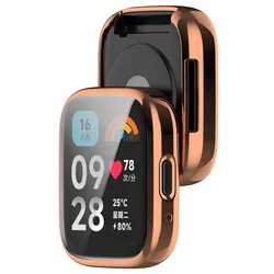 Premium Silicone Strap and Protective Case for Smartwatches - Versatile Replacement Watchband and Case Cover (Rose gold case)