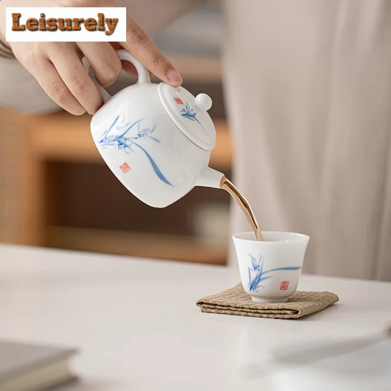 Underglaze Color Hand-painted Landscape Teacup White Porcelain Fragrant Master Cup Small Tea Bowls Meditation Cup Kung Fu Teaset