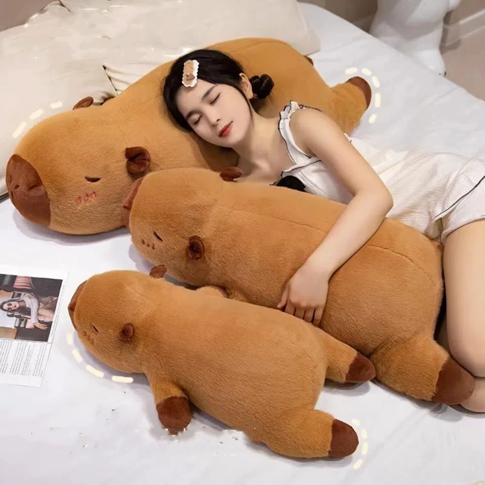 Cartoon stuffed capybara plush toy 40/60/80cm giant bed long pillow sleep creative rectangle cushion home decor plush pillows-plush toys