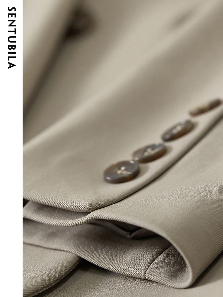 SENTUBILA 2023 Autumn Winter New Casual Jacket Blazer Wide Leg Pants Two-piece Elegant Women Pants Suit Office Outfit 133Z50003