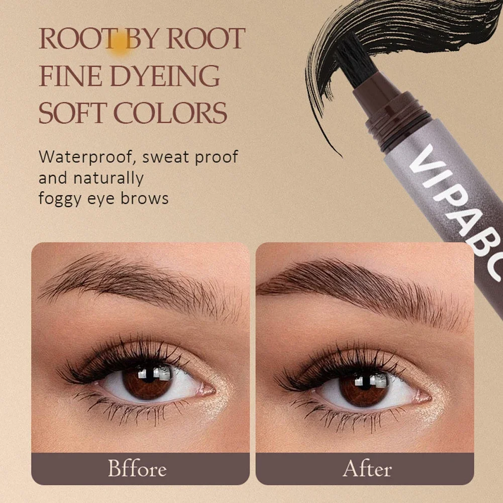 Pressing Eyebrow Pen Natural Wild Microblade Brow Effect Quick Drying Waterproof Lasting Durable Eyebrow Coloring Cosmetic 3