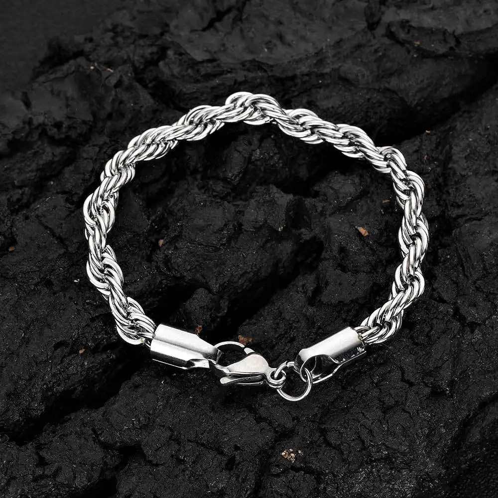 2-6mm Edelstahl kette Armband für Frauen Männer Gold Farbe verdrehte Seil Kette Armreif Mode nie verblassen wasserdichten Schmuck – Detail 4