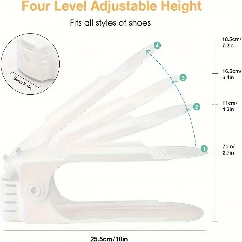 5/10Pcs Adjustable Shoe Stacker Shoe Slots Organizer Slots Space Saver Double Deck Rack Holder For Closet Organization