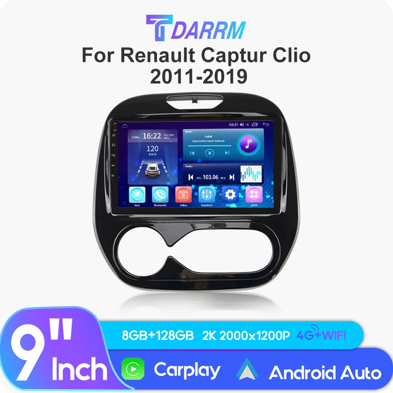 

Автомобильный радиоприемник Android13 для Renault Captur Clio 2011-2019, навигация GPS Carplay, беспроводной Автомобильный мультимедийный видеоплеер, стерео