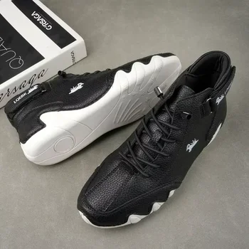 الرجال جولة تو المتسكعون الفاخرة عالية الجودة المألوف حذاء للسير مسافات طويلة تنفس لينة وحيد زوجين عارضة الدانتيل يصل الأحذية العارية 5