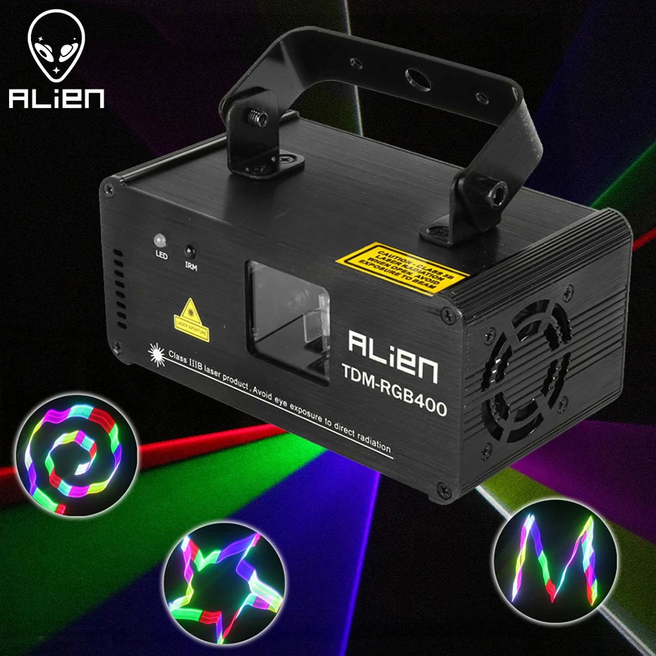 ALIEN Remote 3D RGB 400mW DMX 512 Laser Scanner Projector Stage Lighting Effect Party Xmas DJ Disco Show Lights Full Color Light