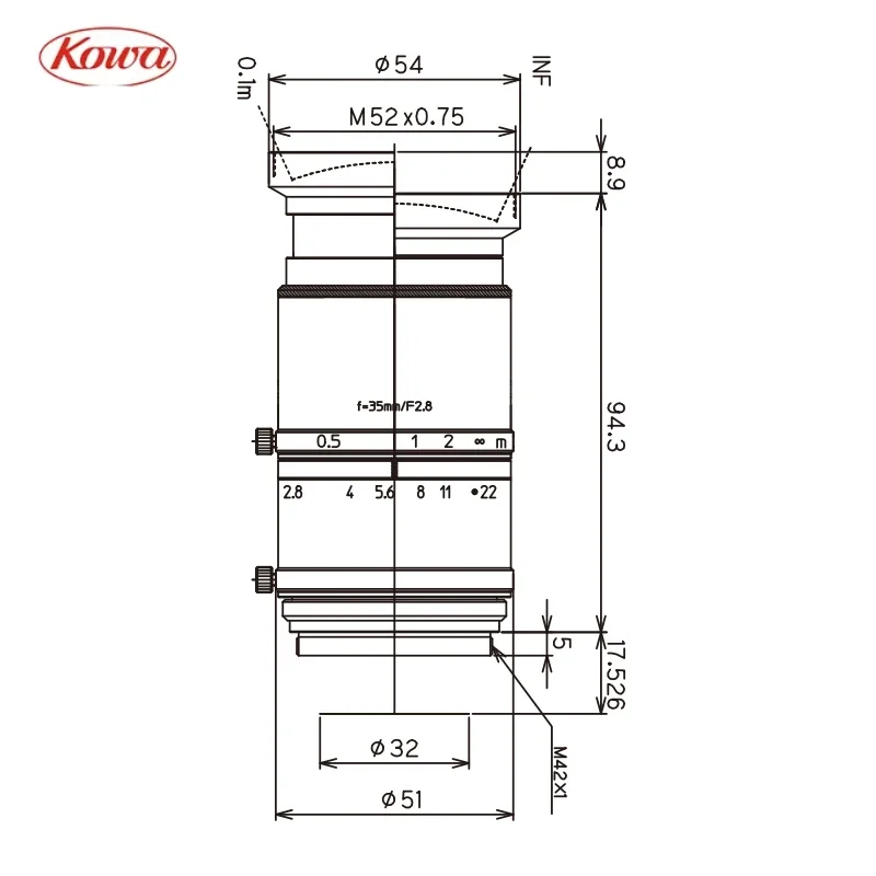MAIYATANGKowa LM35VM42 2인치 50 메가픽셀 3.1mm 플랜지 백킹 대형 렌즈를 대체하는 옵션 마운트 어댑터 Optic Industr