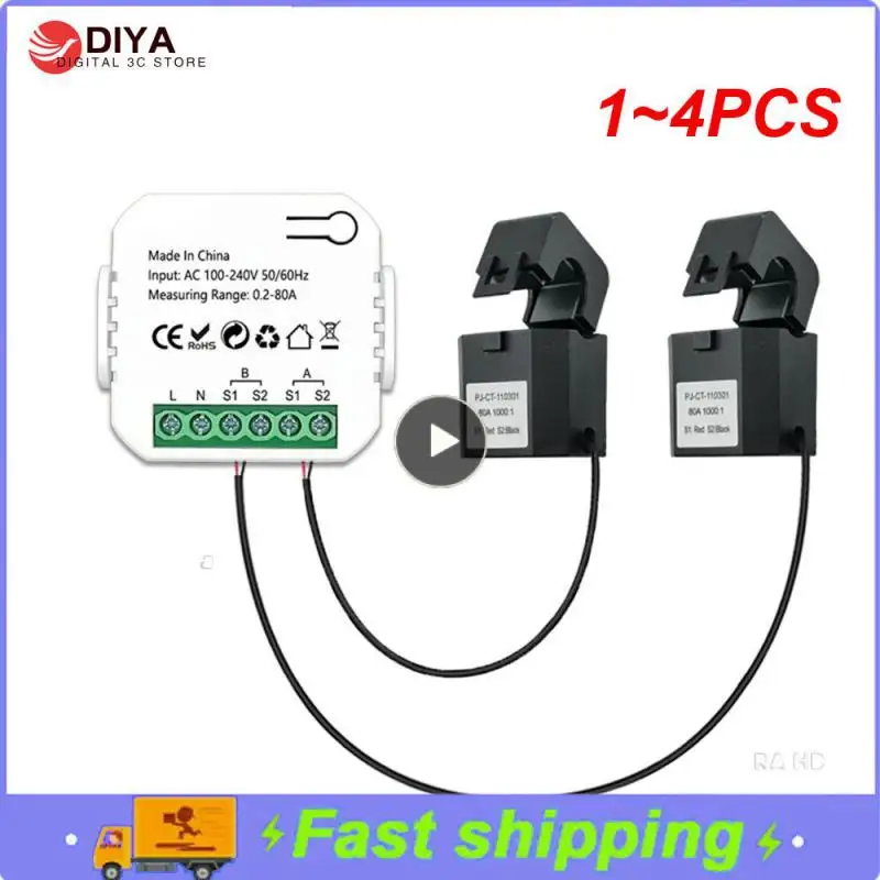 

1~4PCS Tuya Smart 2 Way WiFi Energy Meter Bidirection 1/2 Channel with Clamp App Monitor Solar Produced and Consumed Power
