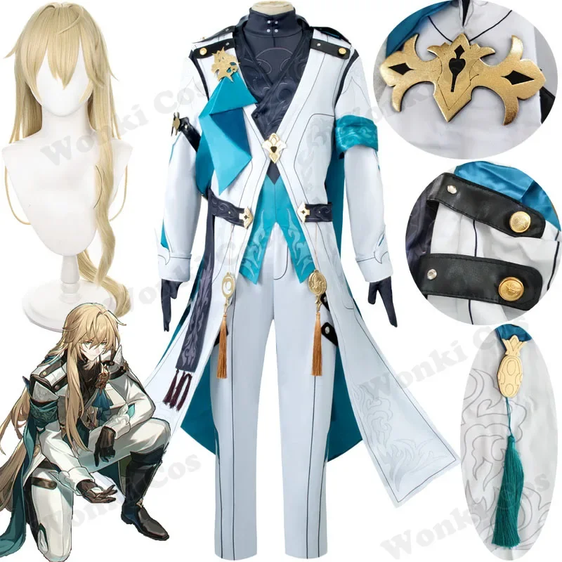 

Star Rail Luocha Cosplay Costume Wig Blond Hair Luo Cha Cosplay Full Set with Accessories for Men Party Costumes