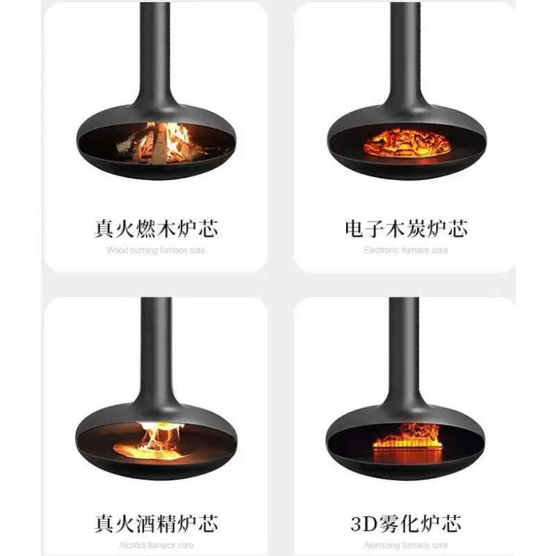 Indoor Roof Ceiling Suspended Hanging Fireplace Wooden Burning Steel Stove Wall Mounted Wood Burning Stove Firewood Fireplace