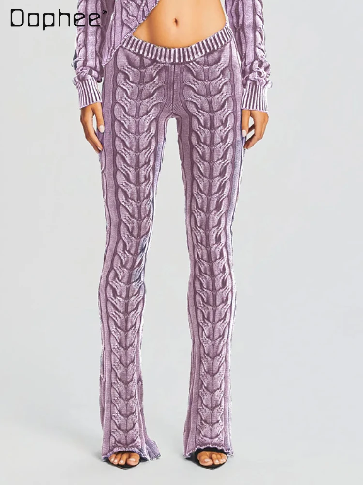 

Женские повседневные трикотажные брюки в американском стиле, новинка сезона осень-зима 2023, уличная одежда, облегающие вязаные брюки с высокой талией для женщин