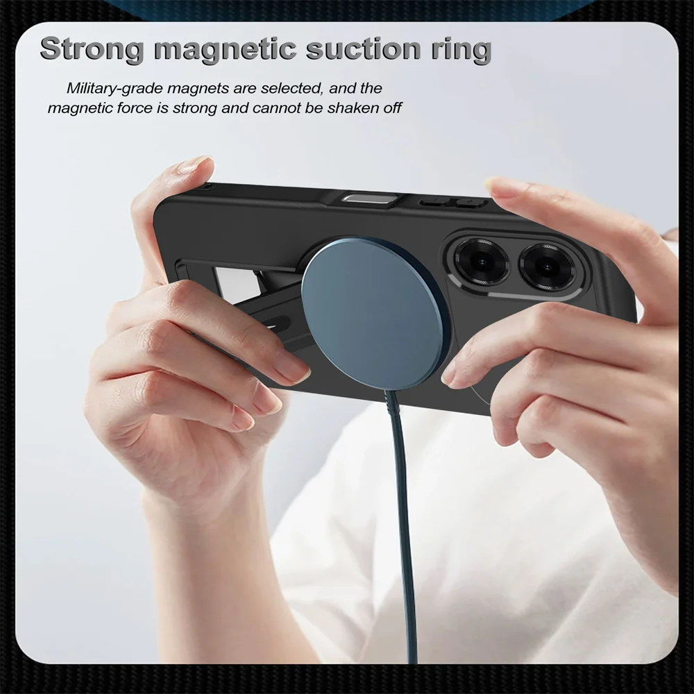 Premium Shockproof Magnetic Folding Stand Phone Case with Internal Flocking Finish