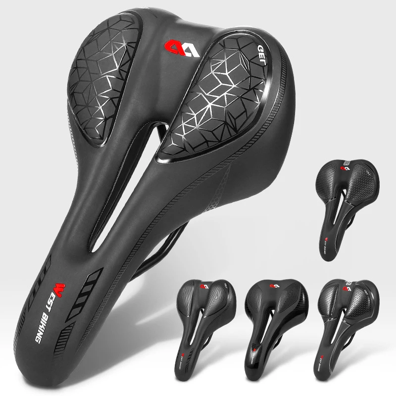 

Bike Saddle MTB Mountain Road Bike Seat PU Leather Gel Filled Cycling Cushion Comfortable Shockproof Bicycle Saddle Cycling tool