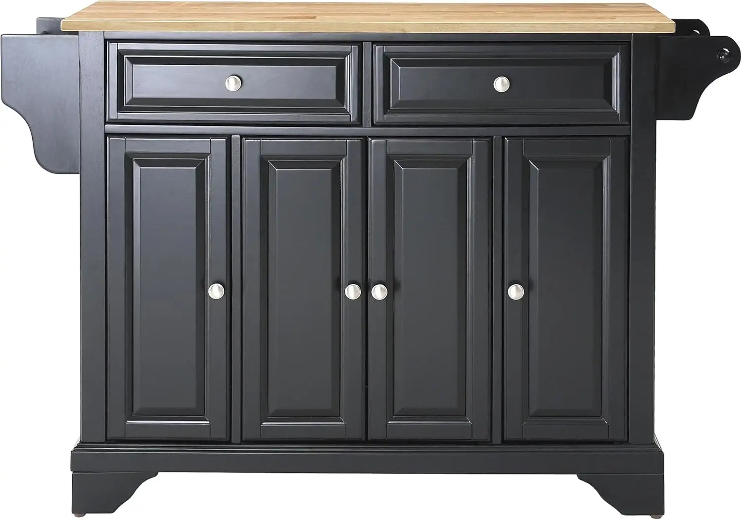 Lafayette Full Size Kitchen Island with Natural Wood Top, Black