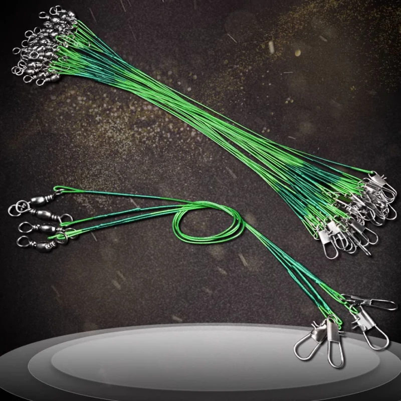 20pcs/lot Anti Bite Steel Fishing Line Steel Wire Leader With Swivel Fishing Accessory Lead Core Leash Fishing Wire 15CM-30CM