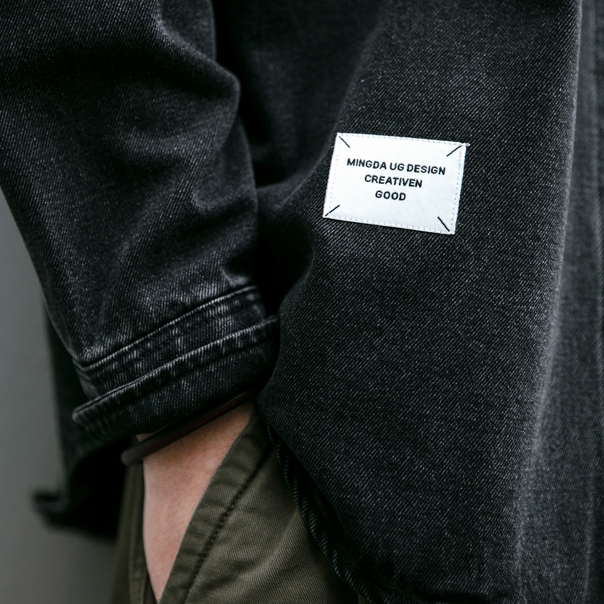 Korean fashion washed gradient denim shirt for men clothing Streetwear Harajuku casual coat Long sleeve