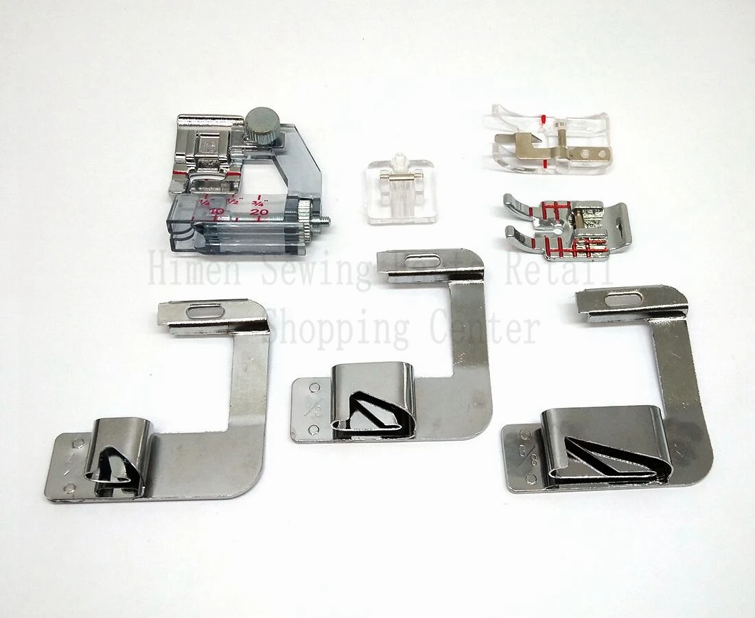 7pcs Rolled Hem Presser Foot Sewing Machine Hemmer Foot Invisible