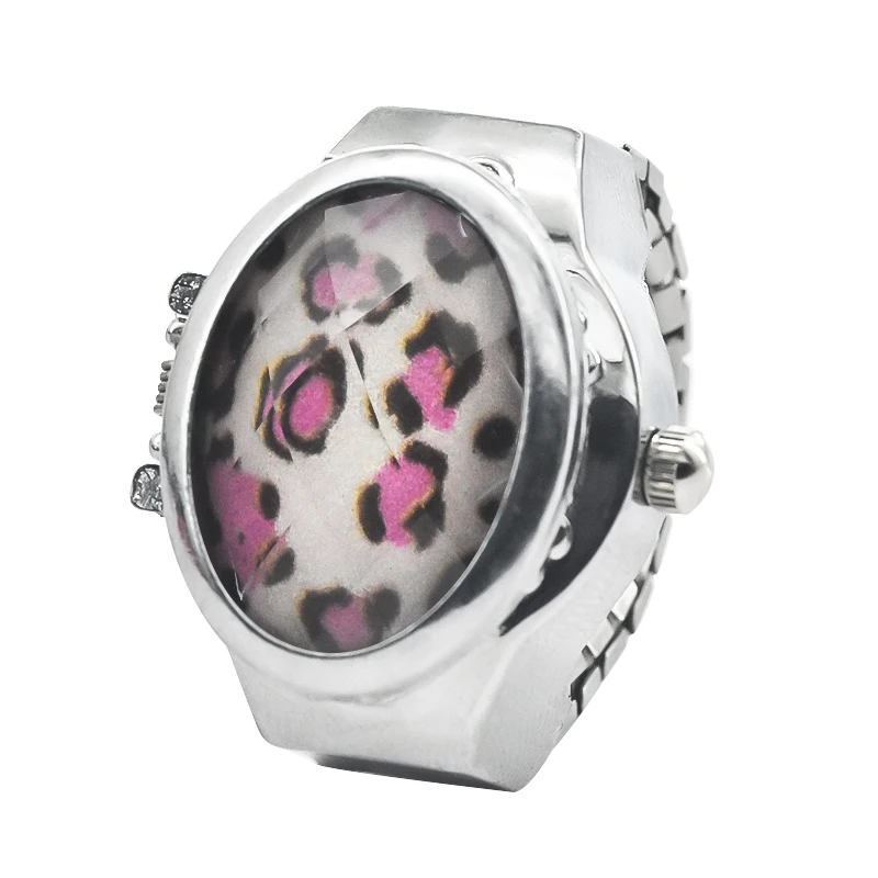 New Gem Flower Clamshell White Dial Can See The Time Finger Watch Casual Fashion Ring Watch
