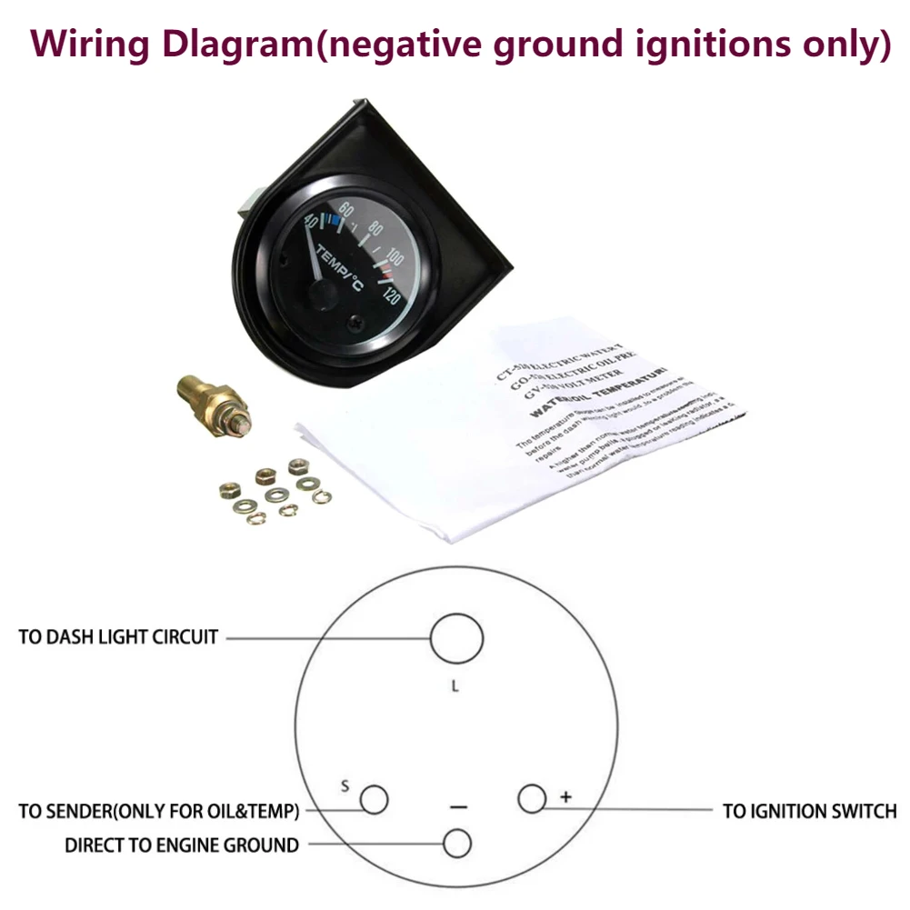 냉각수 온도 게이지 52mm 디지털 자동차 수온계 12V 40-120 ℃ LED 자동차