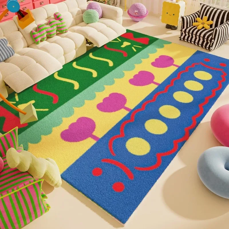 Colorful Living Room Carpet Large Area Dopamine Fun Fashion Bedroom Plush Rug Cute Cartoon Coffee Table Floor Mat Ковер Tapis 러그