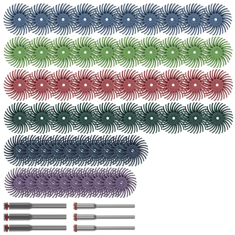 66 PCS 1 Inch Radial Bristle Disc Kit electric polisher,jewelry polisher As Shown Plastic Detail Abrasive Brush for Jewelry Wood Polishing
