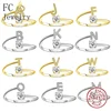 925 Sterling Silver Adjustable Letter A-Z Alphabet Adjust Open Rings For Women Bridal Wedding Wholesale Indie Anillos 2024 New 1