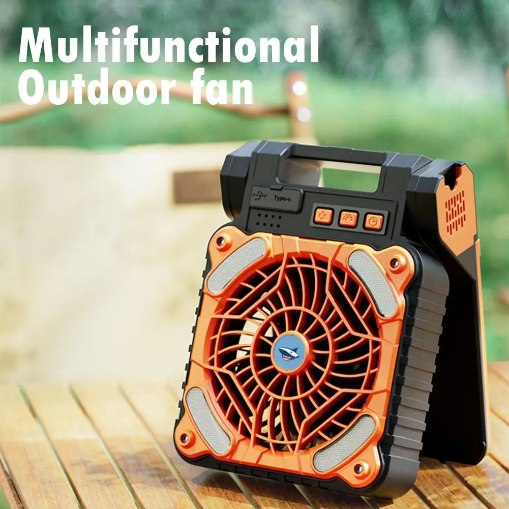 

Solar Powered Camping Fan With LED Lantern Rechargeable Battery Operated Portable 90° Folding Desk Fan With Timer Power Bank