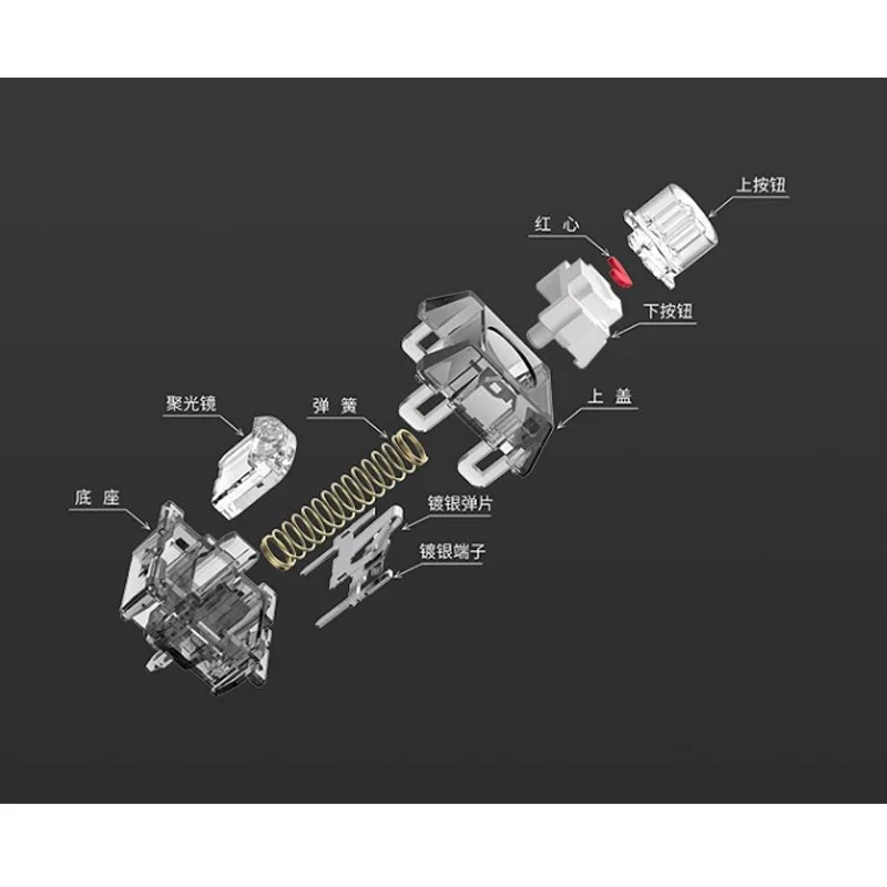 Ttc-titan Heart Switch Rgb Personalizado Teclado Mecânico Preto Transparente 42g Linear 5pin Coração Gigante Lubrificante Long Gild Primavera - Imagem 5
