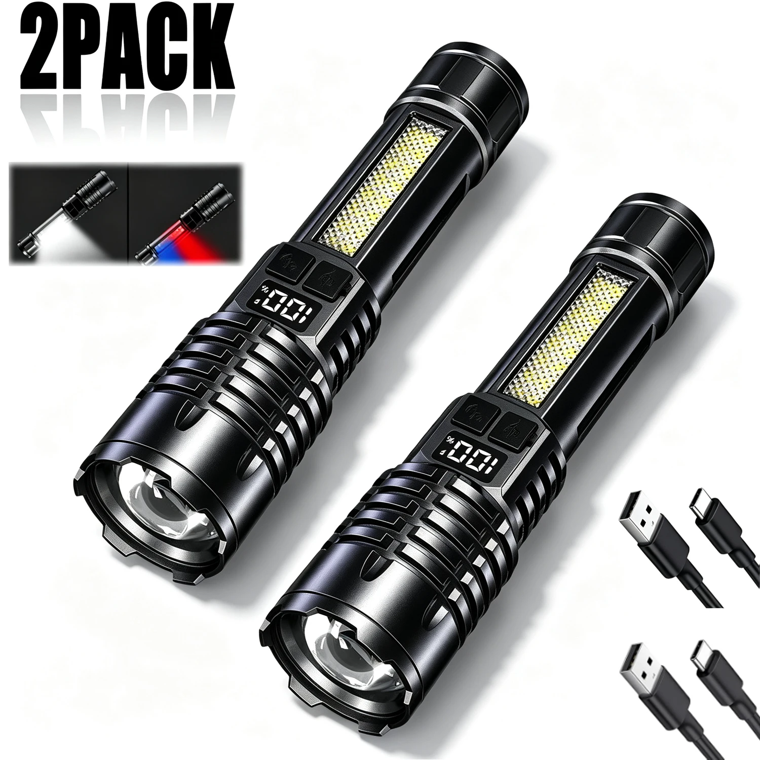High Power Portable LED Flashlight with Zoom and Waterproof Features for Outdoor Adventures