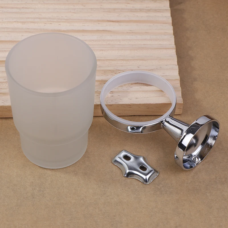 Bathroom Modern Wall-Mounted Toothbrush Holder Glass Cup Tumbler Frame Bathroom Storage Organizer Tooth Brush Cup Tools Washroom
