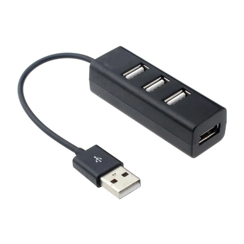 미니 USB 스플리터 허브 어댑터, 고속 허브, PC 컴퓨터 액세서리용, 4 포트 USB 2.0 어댑터, 블랙 