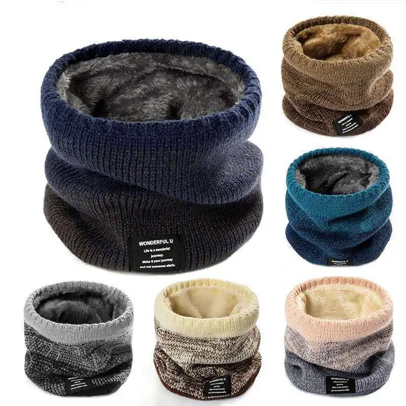 

New Windproof Winter Keep Warm Scarf for Women Men Scarf Thick Wool Collar Scarves Scarf Cotton Knitted Ring Solid Color Scarves
