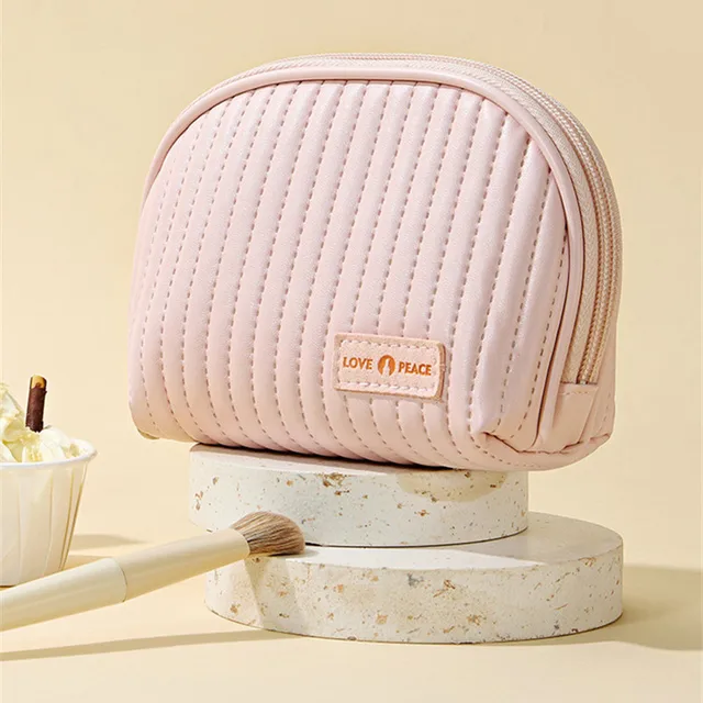 trousse maquillage pour femmes, sac de maquillage de couleur crémeuse