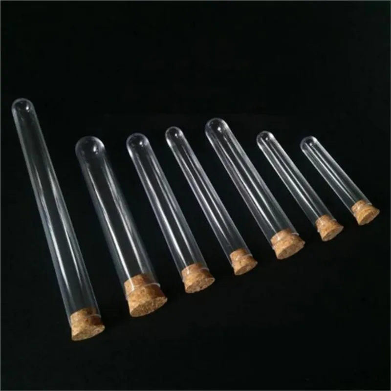 5Pcs/lot Transparent Glass Test Tube DIA 20/25/30mm Long 100/150/200/300mm Round BottomTest Tube With Cork