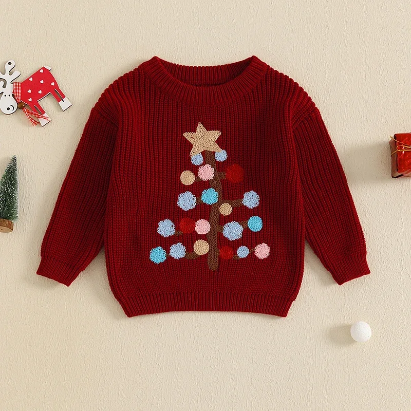 Winter New Baby Knitting Clothes Jumpers Girls Boys Sweaters Warm Casual Long Sleeve Tree Pullover Tops for Infant Clothing