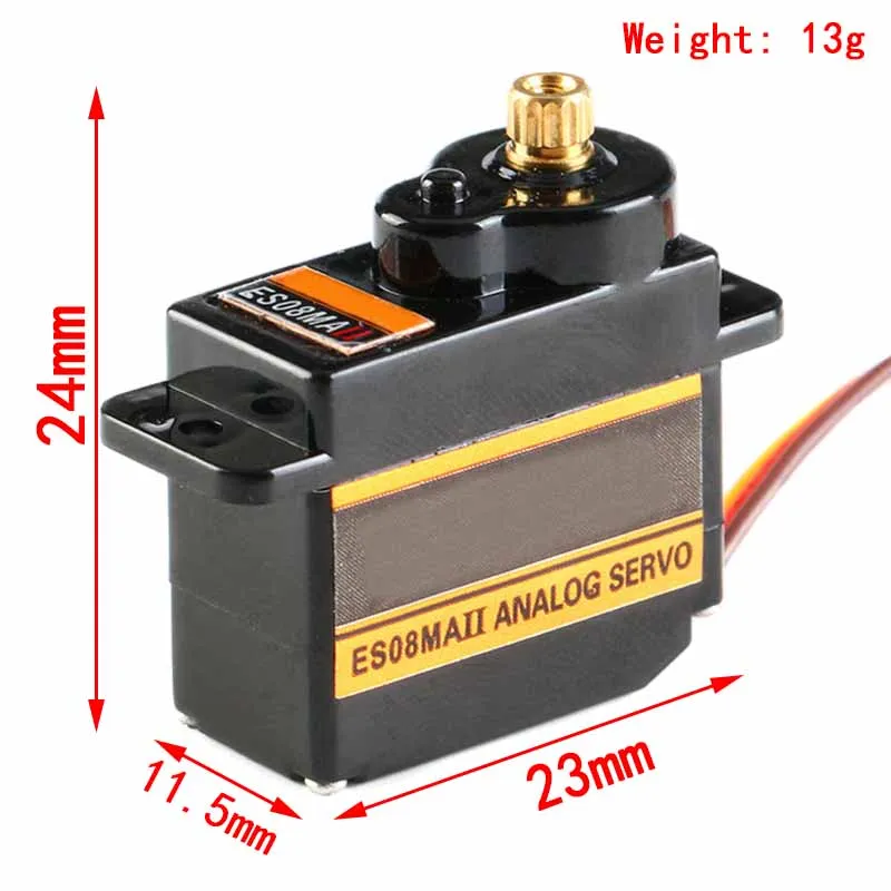 Gros plan sur les engrenages métalliques du servo ES08MA II 12g 15T.