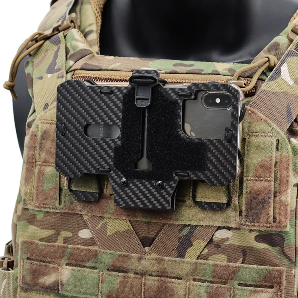 Neue Carbon Fiber Taktische MOLLE Klapp Navigation Bord Jagd Airsoft Weste Handy Halter Halterung Für Bildschirm Größe 4,7'-6,7 – Detail 16