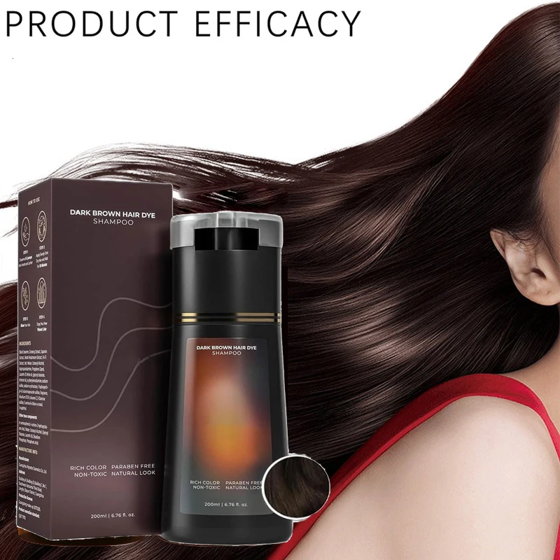 Hair Dye Shampoo For Gray Hair For Women Men Natural Hair Dye Kit Semi Permanent Hair Dye Shampoo Black Brown Purple 200ml 4