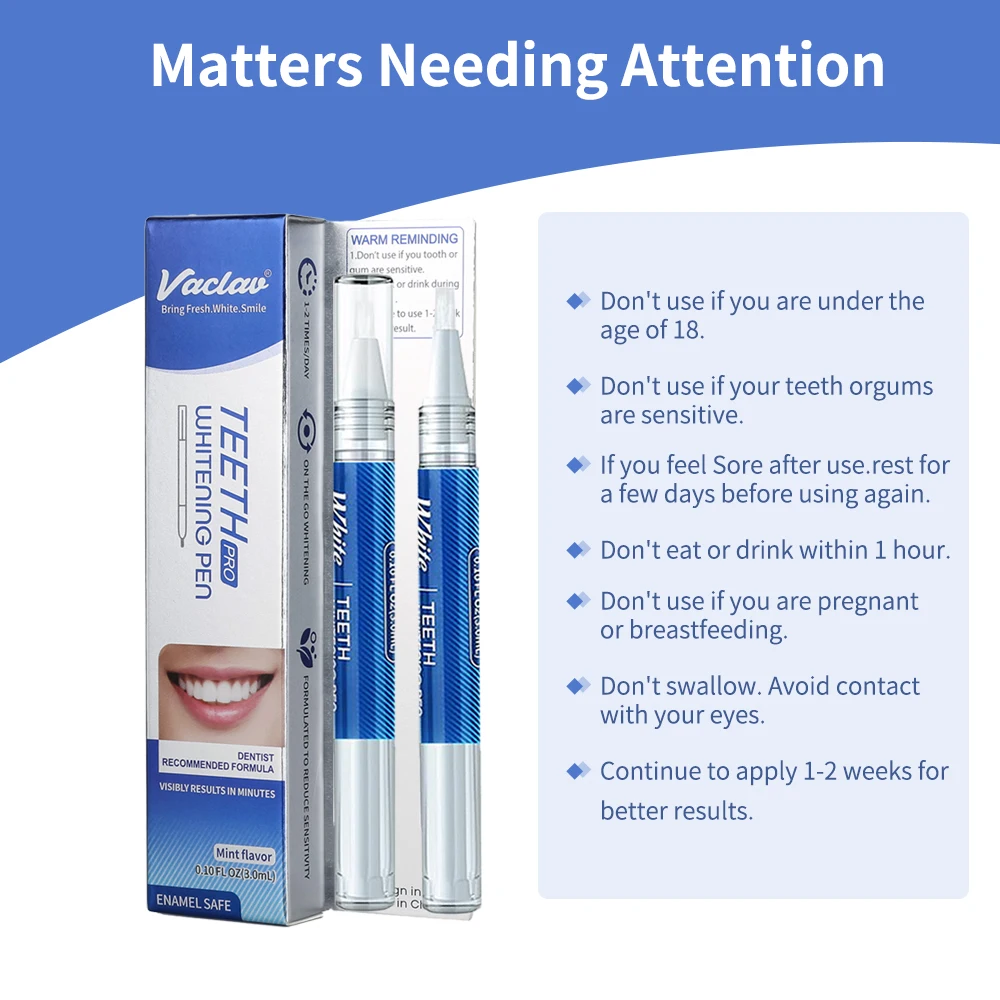 Vaclav Teeth Whitening Pen Tooth Whitening Gel Tooth Bleach Gel Whitener Remove Stains Oral Hygene
