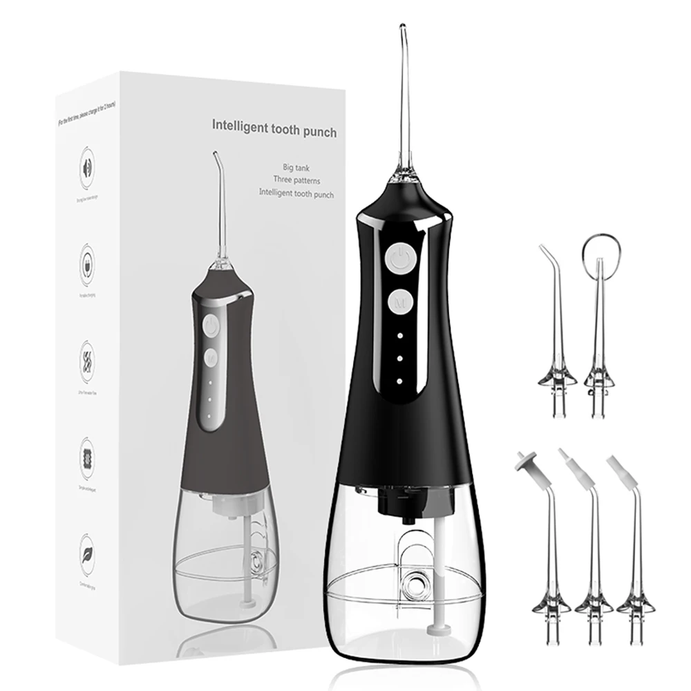 Water Flosser Cordless for Teeth Cleaning, 300 ML Dental Oral Irrigator 3 Modes 5 Tips Rechargeable Waterproof Electric Flossing