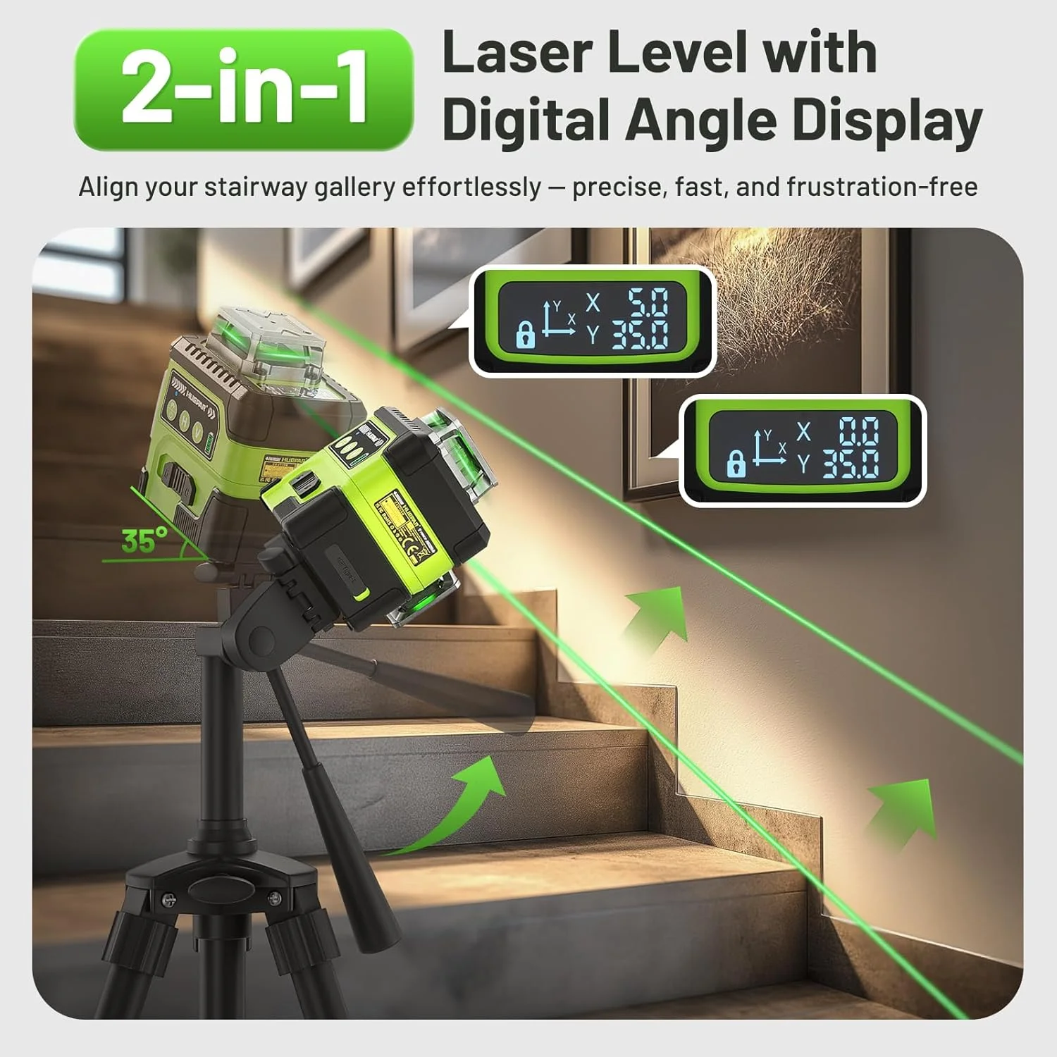 Y03CG 3D Laser Level 12 Lines Self Leveling Digital Angle Screen High Brightness