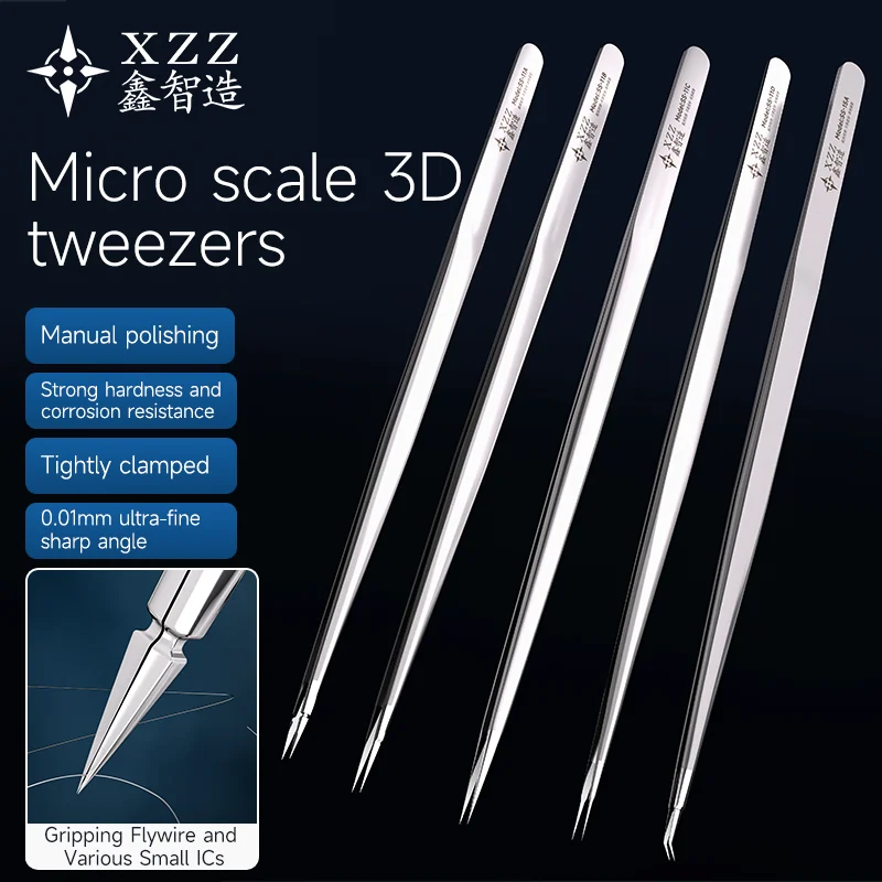 XZZ SS-11A/B/C/D/15A 3D 스테인리스 스틸 핀셋 (휴대폰 수리용, 플라잉 와이어 스폿 용접 핀셋, 주석 IC 칩 집게)