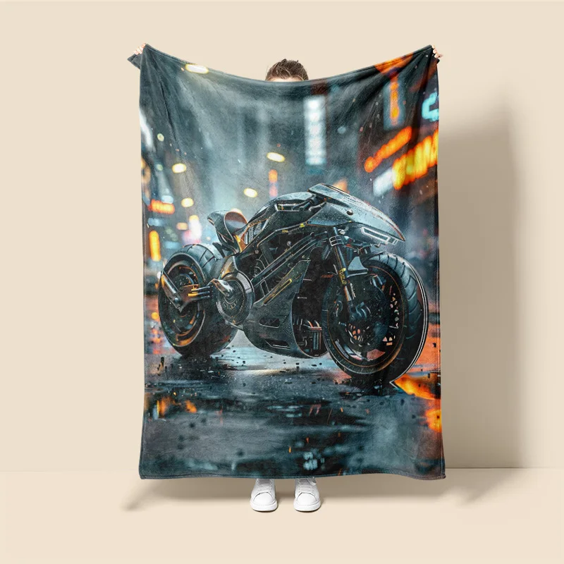 Car Illustration Blanket Warm Sofa Bed Blanket Bedroom Home Office Nap Cover Blanket Machine Washable Home Decoration 3